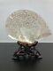 Large Antique Chinese Carved Mother Of Pearl Shell Intricate Carving & Stand