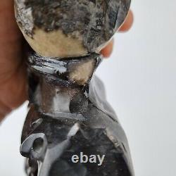 Large Antique Chinese Carved Soapstone Vase With Monkey And Bird 35cm High