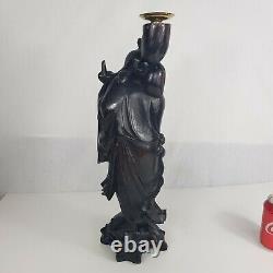 Large Antique Chinese Carved Wood Figure Of A Man / Sage / Immortal 48cm