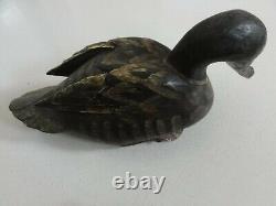 Large Antique Chinese Carved Wooden Wood Polychrome Gilt Duck Sculpture