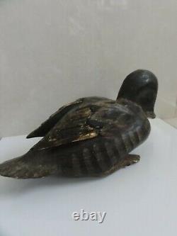 Large Antique Chinese Carved Wooden Wood Polychrome Gilt Duck Sculpture