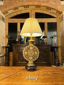 Large Antique Chinese Champleve Cloisonné Enamel Bronze Table Lamp