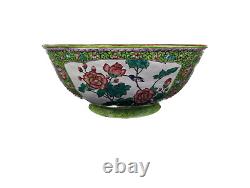 Large Antique Chinese Cherry Blossom Enamel Bowl