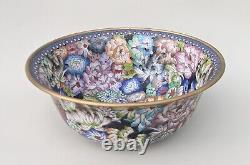 Large Antique Chinese Cloisonne Bowl Blossoms