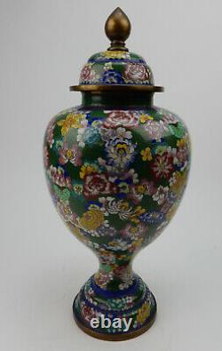 Large Antique Chinese Cloisonne Lidded Jar early 19th century