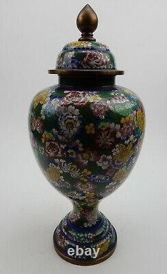 Large Antique Chinese Cloisonne Lidded Jar early 19th century