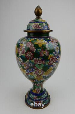 Large Antique Chinese Cloisonne Lidded Jar early 19th century