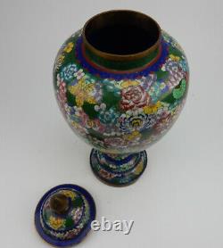 Large Antique Chinese Cloisonne Lidded Jar early 19th century