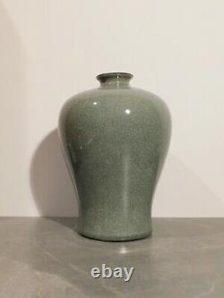 Large Antique Chinese Crackled Glaze Celadon Meiping Vase Qing Dynasty
