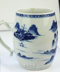 Large Antique Chinese Export Blue White Porcelain Mug QianLong Period 18thC
