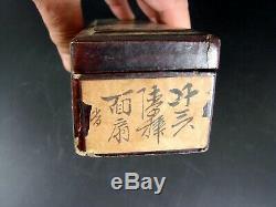 Large Antique Chinese Export Fan 1000 Faces & Original Lacquer Box Canton 1850
