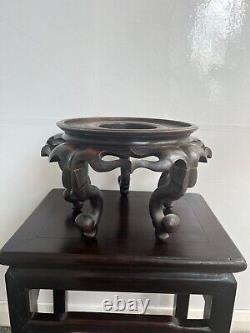 Large Antique Chinese Finely Carved Rosewood Hardwood Display Stand Base Hongmu