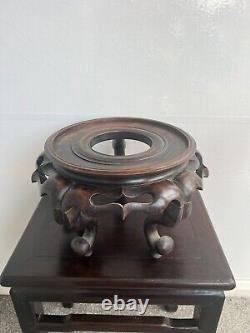 Large Antique Chinese Finely Carved Rosewood Hardwood Display Stand Base Hongmu