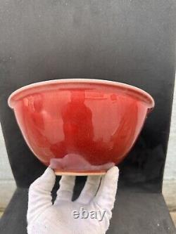 Large Antique Chinese Flambé Sang De Boeuf Oxblood Red Glazed Bowl