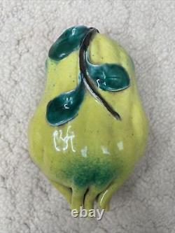 Large Antique Chinese Fruit Pottery Chayote Gourd Alter Prayer Figurine 7 X 4.5