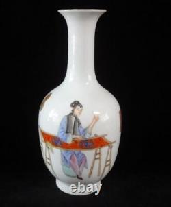 Large Antique Chinese Hand Painting Woman Porcelain Vase YongZheng Marks