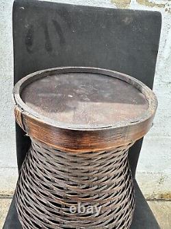 Large Antique Chinese Handmade Woven Bamboo Basket/Stool