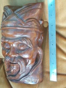 Large Antique Chinese Hardwood Carved Immortal Figurine on Pierced Wooden Stand