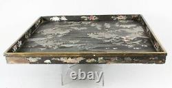 Large Antique Chinese Lac Burgaute Tray