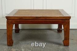 Large Antique Chinese Opium Coffee Table With Cane Inset Top J1