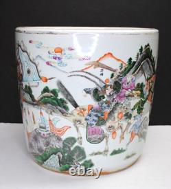 Large Antique Chinese Oriental Fishbowl Planter Hand Painted Hand Made (b)