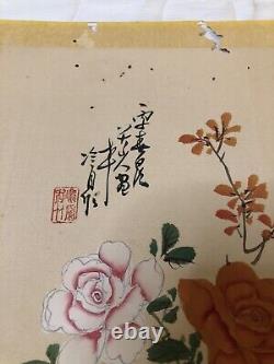 Large Antique Chinese Paintings of Birds and Flowers