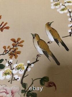 Large Antique Chinese Paintings of Birds and Flowers