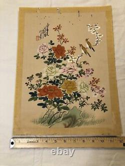 Large Antique Chinese Paintings of Birds and Flowers