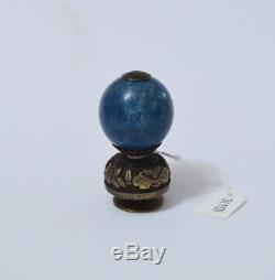 Large Antique Chinese Peking Blue Hat Finial Button Qing Dynasty (store)