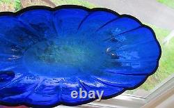 Large Antique Chinese Peking Glass Bowl Cobalt Blue