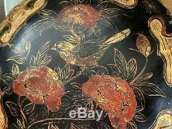 Large Antique Chinese Peranakan Straits Gilt Hand Painted Wedding Basket