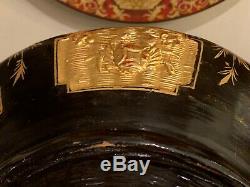 Large Antique Chinese Peranakan Straits Gilt Hand Painted Wedding Basket