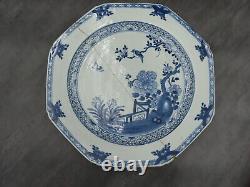Large Antique Chinese Porcelain Charger Plate Blue and White Qing Dynasty AF
