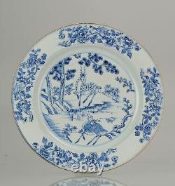 Large Antique Chinese Porcelain Deers 18th C Plate Kangxi/Yongzheng Per