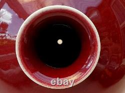 Large Antique Chinese Porcelain Langyao Monochrome Red Oxblood Meiping Vase