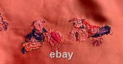 Large Antique Chinese QING DYNASTY Silk Hand Embroidery Bedspread Panel Throw