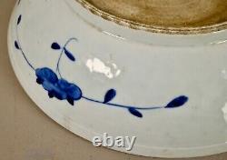 Large Antique Chinese Qing Dynasty Blue & White Porcelain Plate