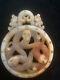 Large Antique Chinese Qing Hetian Jade Dragon With2snakes 2faces Bi Pendant