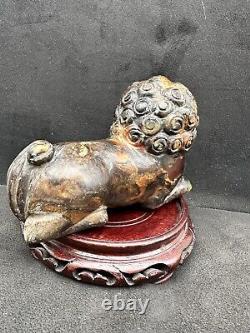 Large Antique Chinese Qing Russet Hardstone Or Jade Carving Of Recumbant Beast