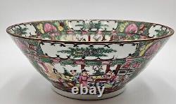 Large Antique Chinese Rose Medallion Porcelain Punch Bowl, 4.25x11x11