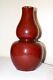 Large Antique Chinese Sang De Beouf Red Ox-blood Gourd Shaped Porcelain Vase