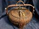 Large Antique Chinese Sewing Basket Withhandle Beads & Tassels