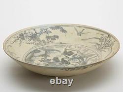 Large Antique Chinese Shipwreck Blue & White Bird Dish 17 C