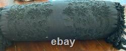 Large Antique Chinese Silk Bolster Pillow with Heavy Embroidery & Fringe WW832