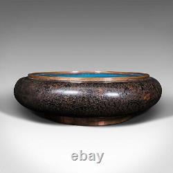 Large Antique Cloisonne Bowl, Chinese, Ceramic, Fishbowl, Serving Dish, C. 1900