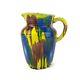Large Antique Drip Glaze Pottery Pitcher Art Deco 40's Colorful
