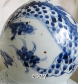 Large Antique Early 20th C. Chinese Blue & White Double Gourd Pottery Vase