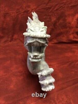 Large Antique Hand Carved Chinese Jade or Stone Dragon Statue 14 Long