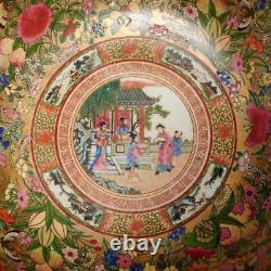 Large Antique Hand Painted Chinese Famille Rose Medallion Enamel Bowl, 12
