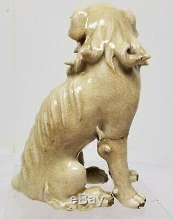 Large Antique Japanese Satsuma Foo Dog Lion Kirin Seated Figure Statue As Is